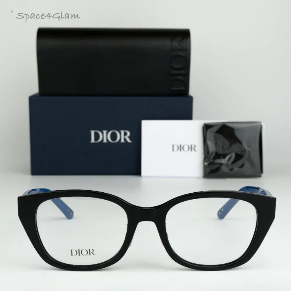 BRAND NEW Dior LAPARISIENNEDIORO S4F 1000 Black Blue Demo Women Round Eyeglasses
